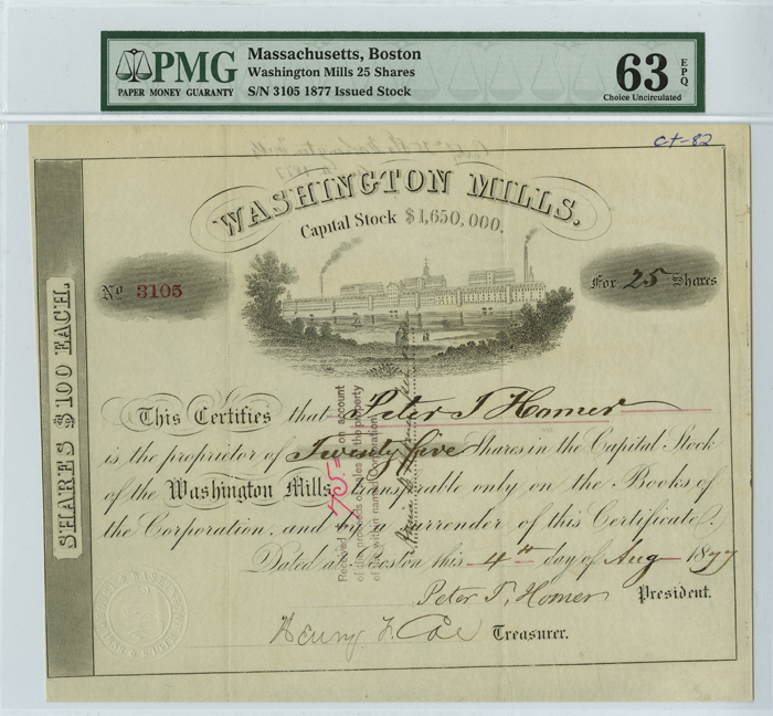 Washington Mills - Stock Certificate